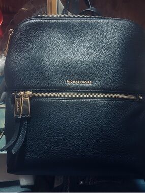 Michael Kors Black  Leather Backpack with Gold  30 Inches long 27 Inches wide
